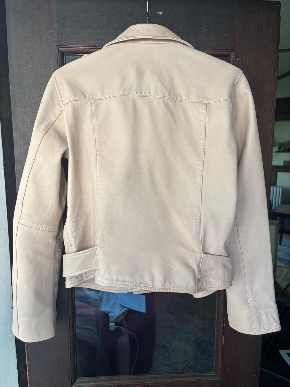 ALLSAINTS Balfern leather jacket - light pink - size 6. - Picture 2 of 6